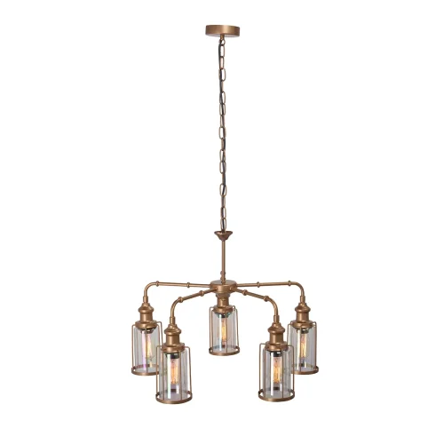 Люстра подвесная V4827-7/5 Vitaluce прозрачная на 5 ламп, основание медь в стиле лофт фото 2 Люстра подвесная V4827-7/5 Vitaluce прозрачная на 5 ламп, основание медь в стиле лофт фото 2