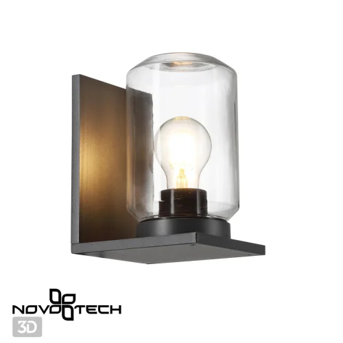 Настенный светильник Fran 370945 Novotech уличный IP54 чёрный 1 лампа, плафон прозрачный в стиле хай-тек E27 фото 5