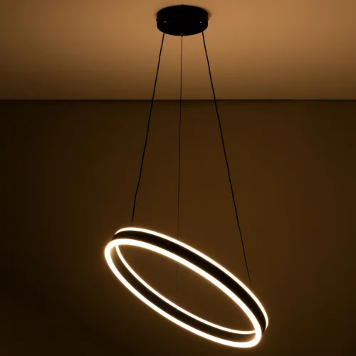 Светильник подвесной LED с пультом Дуэт CL719501 Citilux чёрный 1 лампа, основание чёрное в стиле современный минимализм кольца с пультом фото 3