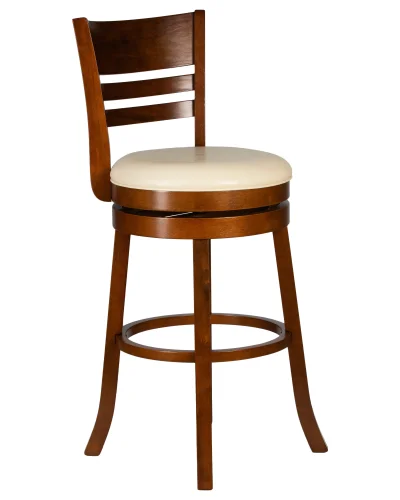 Вращающийся полубарный стул 4393-LMU WILLIAM COUNTER, цвет сиденья кремовый, цвет дерева шоколад Dobrin, кремовый/экокожа, ножки/дерево/шоколад, размеры - ****430*480 фото 2