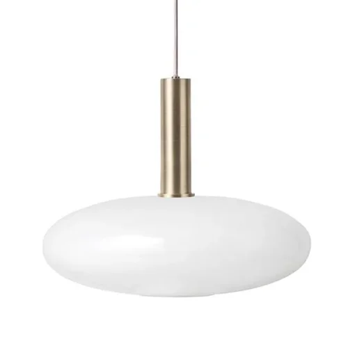 Светильник подвесной Ferm Living Opal Lamp Элипс 203595-22 ImperiumLoft белый на 1 лампу, основание золотое в стиле современный Светильник подвесной Ferm Living Opal Lamp Элипс 203595-22 ImperiumLoft белый на 1 лампу, основание золотое в стиле современный