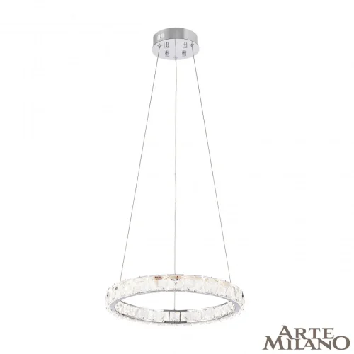 Люстра подвесная LED с пультом AM-Venezia 311311/D400 NI Arte Milano прозрачная на 1 лампу, основание никель в стиле современный кольца с пультом фото 3