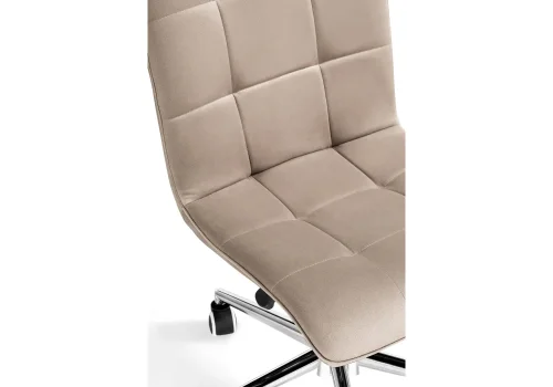 Компьютерное кресло Квадро бежевое / хром 539658 Woodville, бежевый/велюр, ножки/металл/хром, размеры - *960***420*570 фото 7
