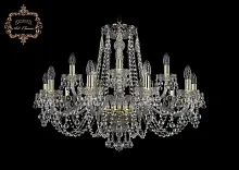 Люстра подвесная хрустальная 11.26.10+5.300.Gd.B Bohemia Art Classic прозрачная на 15 ламп, основание золотое в стиле классический 