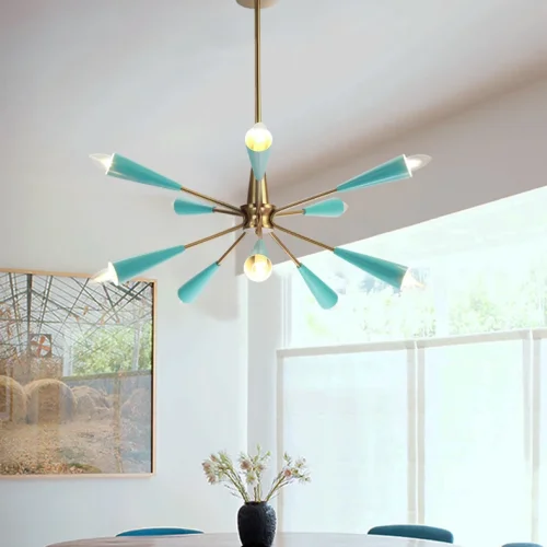 Люстра подвесная TURQUOISE 102159-26 ImperiumLoft бирюзовая на 10 ламп, основание золотое в стиле современный фото 7