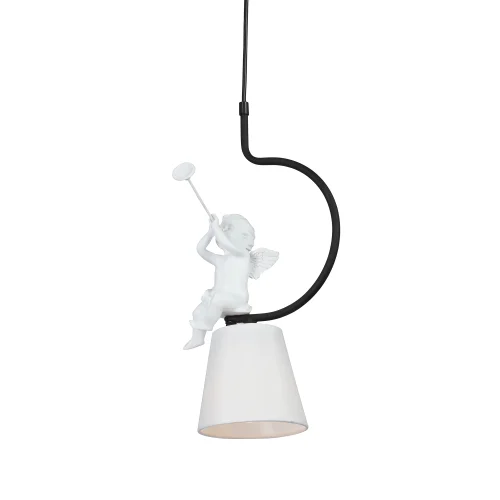 Светильник подвесной V2972-1/1S Vitaluce белый 1 лампа, основание чёрное в стиле современный ангел фото 3