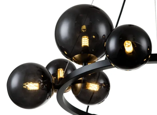 Люстра подвесная Molecola V000195 Indigo чёрная на 11 ламп, основание чёрное в стиле хай-тек шар фото 3