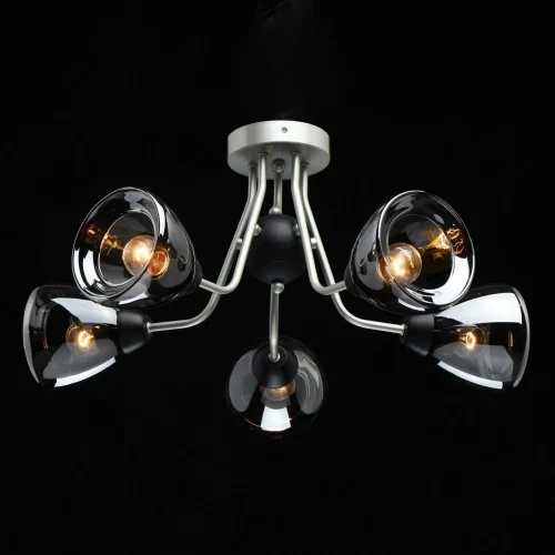 Люстра потолочная Вита 220012605 DeMarkt чёрная серая на 5 ламп, основание серебряное в стиле современный  фото 2