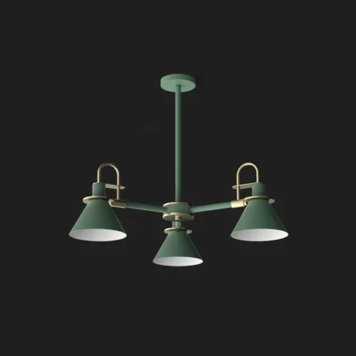 Люстра на штанге CODA D76 Green 193069-26 ImperiumLoft зелёная на 3 лампы, основание зелёное в стиле современный 