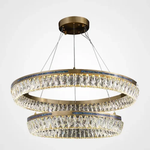 Люстра подвесная GERTRUDA LUX D60+80 220206-23 ImperiumLoft прозрачная на 2 лампы, основание латунь в стиле современный 