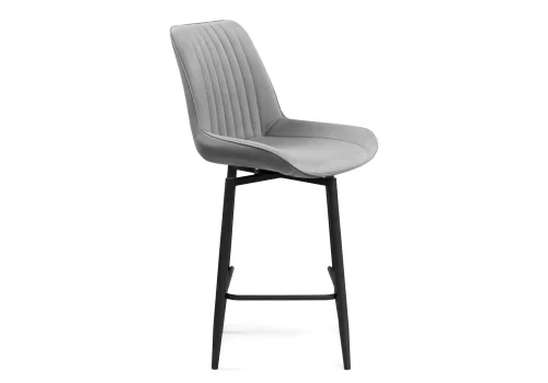 Полубарный стул Седа К крутящийся светло-серый / черный 517144 Woodville, серый/велюр, ножки/металл/чёрный, размеры - ****500*580 фото 3
