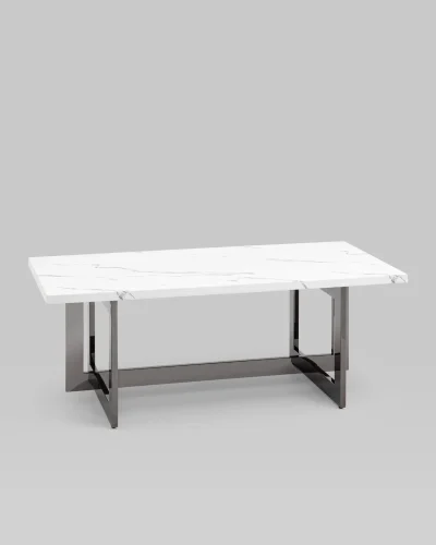 Журнальный столик Нэйтан 122*61, белый мрамор, сталь темный хром УТ000036329 Stool Group столешница белая из искусственный мрамор