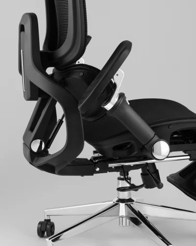 Кресло офисное топчэйрс Продиджи с оттоманкой, черный УТ000041699 Stool Group, чёрный/текстиль сетка, ножки/металл/хром, размеры - *1310**** фото 10