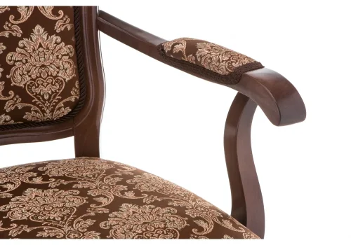 Деревянный стул Руджеро с мягкими подлокотниками орех / шоколад 318605 Woodville, шоколад/ткань, ножки/массив бука дерево/орех, размеры - ****580*560 фото 9