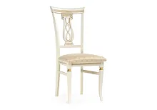 Деревянный стул Флавиан слоновая кость / золото 515976 Woodville, бежевый/ткань, ножки/массив бука/белый, размеры - ****480*580