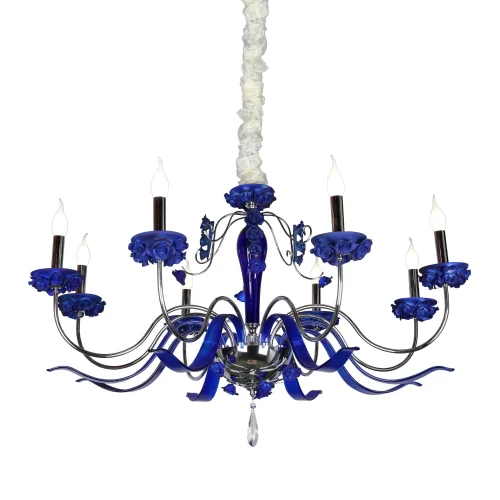 Люстра подвесная Muntiggioni OML-70403-08 Omnilux без плафона на 8 ламп, основание хром синее в стиле классический 