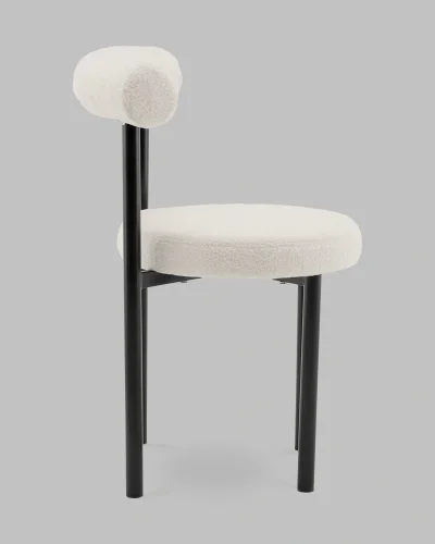 Стул обеденный Флорео букле молочный УТ000041338 Stool Group, белый/букле, ножки/металл/чёрный, размеры - ***** фото 3