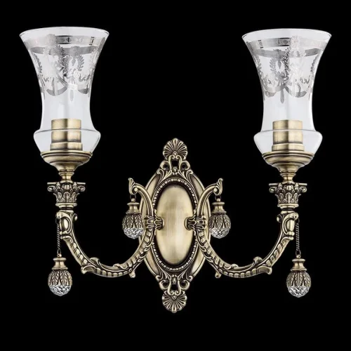 Бра Sienna SIE-K-2(P) Kutek прозрачный на 2 лампы, основание бронзовое в стиле классический  фото 2