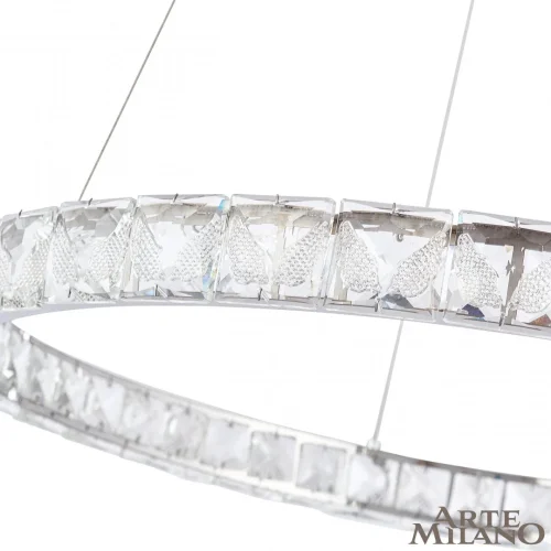 Люстра подвесная LED с пультом AM-Venezia 311311/D600 NI Arte Milano прозрачная на 1 лампу, основание никель в стиле современный кольца с пультом фото 5