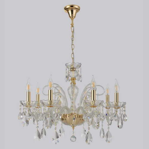 Люстра подвесная MONICA SP8 GOLD Crystal Lux без плафона прозрачная на 8 ламп, основание золотое в стиле классический фото 5