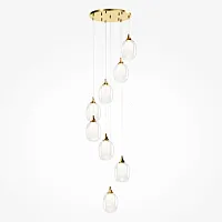 Люстра каскадная Aura MOD016PL-08BS1 Maytoni белая прозрачная на 8 ламп, основание латунь в стиле хай-тек современный 
