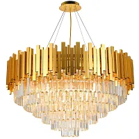 Люстра подвесная VERTIGO 81440/12C GOLD Natali Kovaltseva золотая прозрачная на 14 ламп, основание золотое в стиле классический 