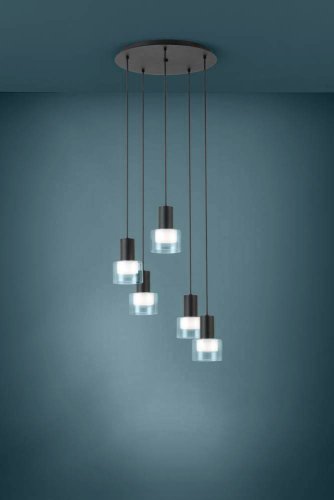 Светильник подвесной Molineros 39727 Eglo прозрачный 5 ламп, основание чёрное в стиле современный  фото 2