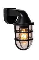 Настенный светильник Lewis 29899/01/30 Lucide уличный IP44 чёрный 1 лампа, плафон прозрачный янтарный в стиле современный E27