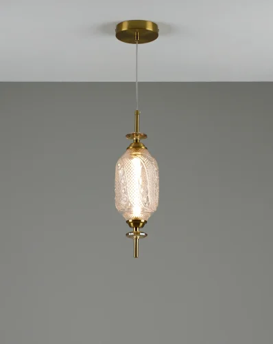 Светильник подвесной LED Tale V10909-PL Moderli прозрачный 1 лампа, основание бронзовое в стиле современный выдувное фото 2