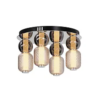 Люстра потолочная LED Drop MOD273CL-L60CH3K Maytoni янтарная прозрачная на 1 лампу, основание хром в стиле современный арт-деко 