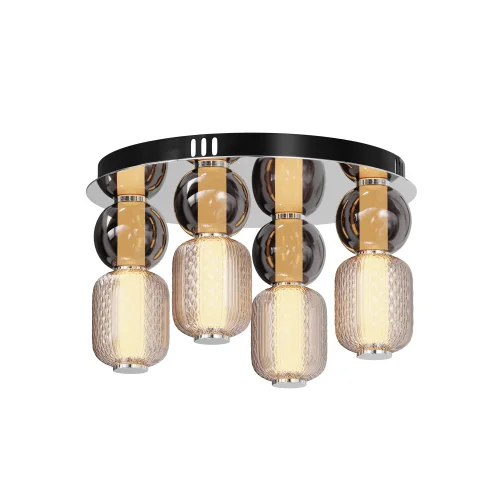 Люстра потолочная LED Drop MOD273CL-L60CH3K Maytoni прозрачная янтарная на 1 лампу, основание хром в стиле арт-деко современный 