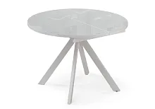 Стеклянный стол Ален 100(140)х100х74 ультра белое стекло / белый 516557 Woodville столешница белая из стекло