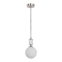 Светильник подвесной Artu Glass ART-ZW-1(N)G Kutek белый 1 лампа, основание никель в стиле американский шар