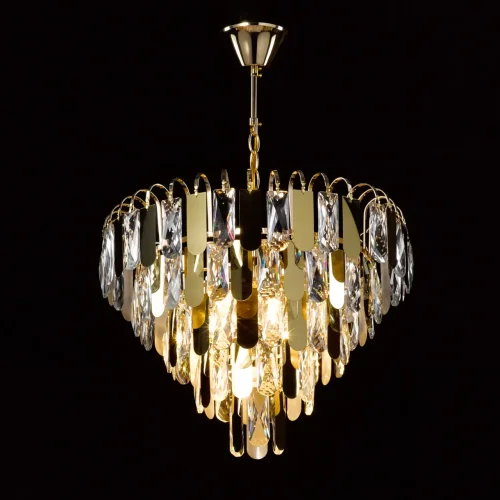 Люстра подвесная Бриз 111013306 DeMarkt прозрачная на 6 ламп, основание золотое в стиле классический арт-деко  фото 2