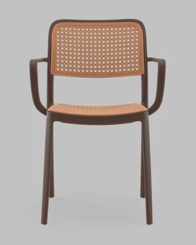 Стул Yona, пластиковый, с подлокотниками, коричневый УТ000040843 Stool Group, коричневый/пластик, ножки/металл/коричневый, размеры - *810**** фото 2