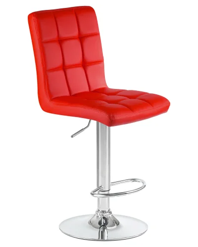 Стул барный 5009-LM KRUGER,  цвет сиденья красный, цвет основания хром Dobrin, красный/экокожа, ножки/металл/хром, размеры - 1000*1220***410*560 фото 2