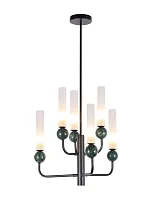 Люстра на штанге Illis V11792-6P Moderli белая на 6 ламп, основание чёрное зелёное в стиле арт-деко современный 