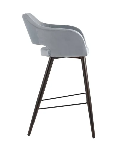 Стул барный Саймон велюр серый УТ000025181 Stool Group, серый/велюр, ножки/металл/коричневый, размеры - ****610*650 фото 3