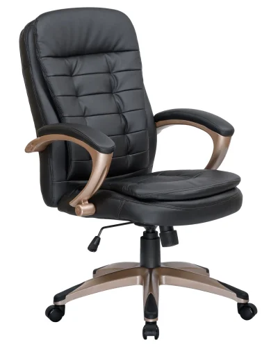 Офисное кресло для руководителей 106B-LMR DONALD, цвет чёрный Dobrin, чёрный/экокожа, ножки/металл/бежевый, размеры - 1030*1110***720*720 фото 2