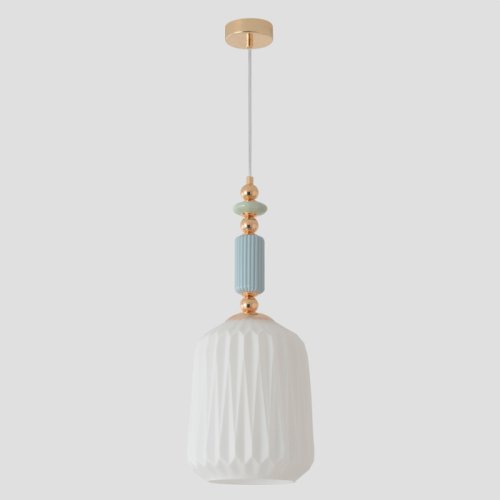 Светильник подвесной MERINGUE SP1.2 Crystal Lux белый на 1 лампу, основание золотое в стиле классический фото 2