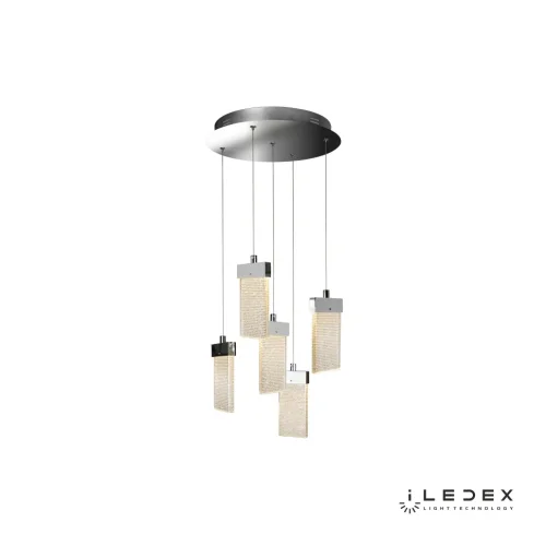 Светильник подвесной LED Pixel C4430-5R CR iLedex прозрачный 1 лампа, основание хром в стиле хай-тек современный каскад