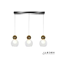 Светильник подвесной LED Blossom C4476-3L GL iLedex золотой прозрачный 1 лампа, основание хром в стиле современный хай-тек шар