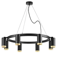 Люстра подвесная Rullo LR01837840 Lightstar золотая чёрная на 8 ламп, основание чёрное в стиле хай-тек 
