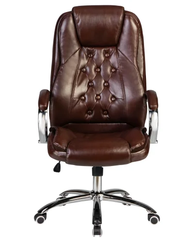 Офисное кресло для руководителей 116B-LMR MILLARD, цвет коричневый Dobrin, коричневый/экокожа, ножки/металл/хром, размеры - 1160*1230***670*750 фото 6