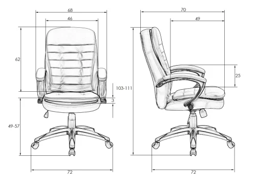 Офисное кресло для руководителей 106B-LMR DONALD, цвет чёрный Dobrin, чёрный/экокожа, ножки/металл/бежевый, размеры - 1030*1110***720*720 фото 12
