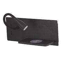 Бра с выключателем ЛЕД ELQI AP11W LED BL Crystal Lux чёрный на 1 лампу, основание чёрное в стиле минимализм для чтения гибкая ножка с беспроводной зарядкой