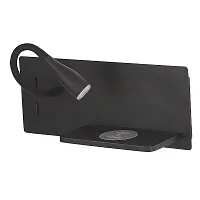 Бра с выключателем ЛЕД ELQI AP11W LED BL Crystal Lux чёрный на 1 лампу, основание чёрное в стиле минимализм для чтения гибкая ножка с беспроводной зарядкой Бра с выключателем ЛЕД ELQI AP11W LED BL Crystal Lux чёрный на 1 лампу, основание чёрное в стиле минимализм для чтения гибкая ножка с беспроводной зарядкой