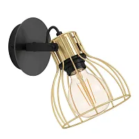 Бра Sambatello 900382 Eglo матовый латунь 1 лампа, основание чёрное в стиле лофт современный 