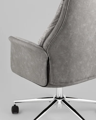 Кресло офисное TopChairs Neoma, светло-серый, экокожа, ткань УТ000041772 Stool Group, /, ножки//, размеры - ***** фото 6