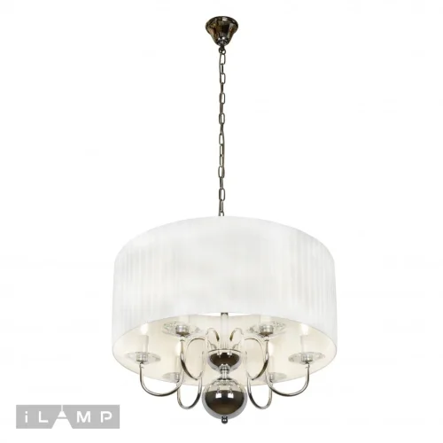 Люстра подвесная Lucia P5784-6 CR iLamp белая на 6 ламп, основание хром в стиле американский современный  фото 2